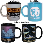 Tazas impresa con vitrificado y grabado sand blast